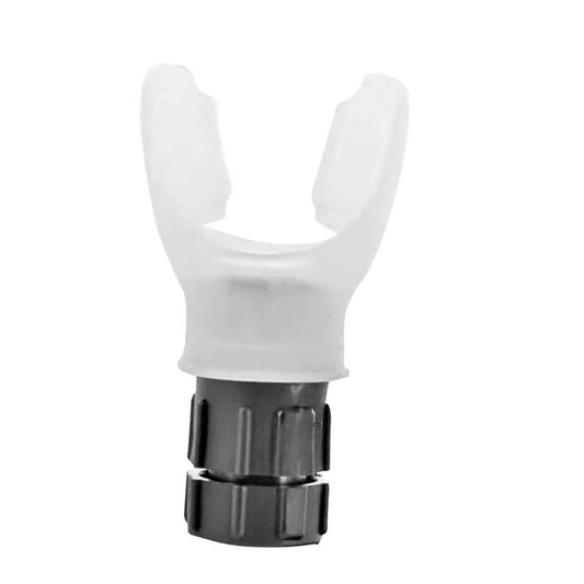 White plastic valve with black base on a white background