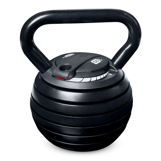 7-in-1 Adjustable Kettlebell Weight Set  to 18kg - Quick Change Locking System - Cast Iron Construction - Space-Saving Home Gym Equipment - Progressive Resistance Training Tool for All Fitness Levels