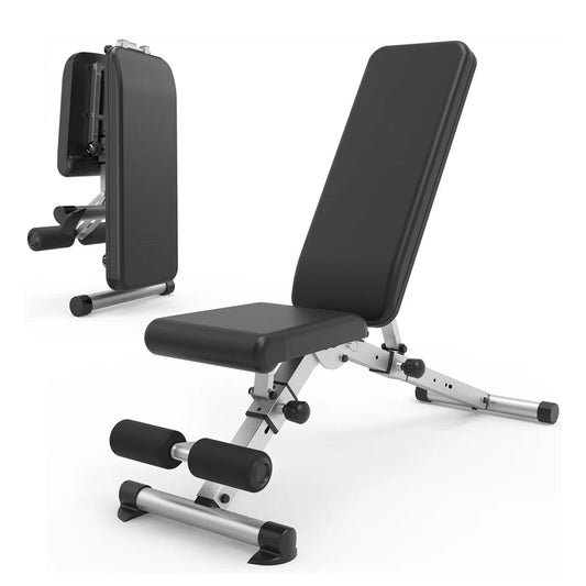 Commercial Adjustable Weight Bench – 6 Backrest Angles, 3-Seat Positions, 500kg Capacity with Dip Station & Rack