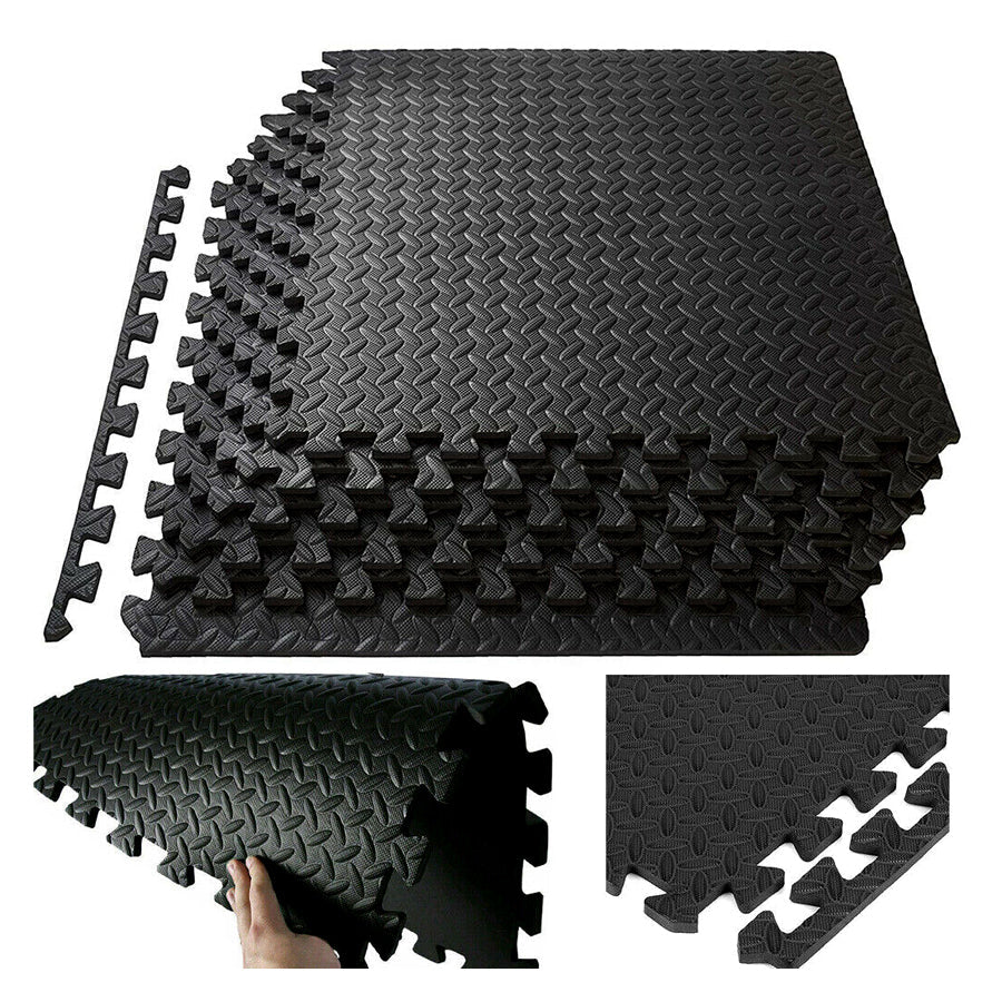 Interlocking EVA Foam Puzzle Exercise Mats - Premium 10mm Thick Anti-Slip Rubber Top Workout Tiles - Customizable Protective Gym Flooring for Home Fitness - Noise Reducing Shock Absorbing Training
