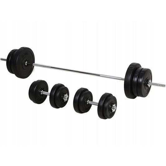 65kg Chrome Adjustable Dumbbell & Barbell Set – 2-in-1 Free Weights with 170cm Bar, Plastic-Coated Plates & Spinning Collars | Home Gym Strength Training Equipment for Men & Women