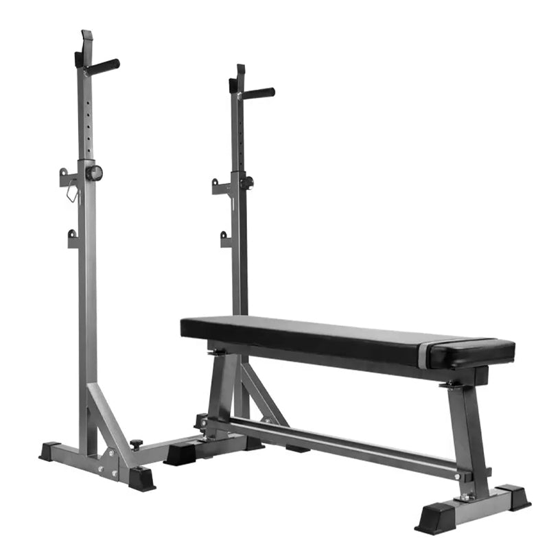 Heavy-Duty Half Squat Rack with Dip Station & Safety Spotters - Adjustable Height 121-158cm - Width 60-87cm - 200KG Max Load - Home Gym Strength Training Stand - Professional Quality