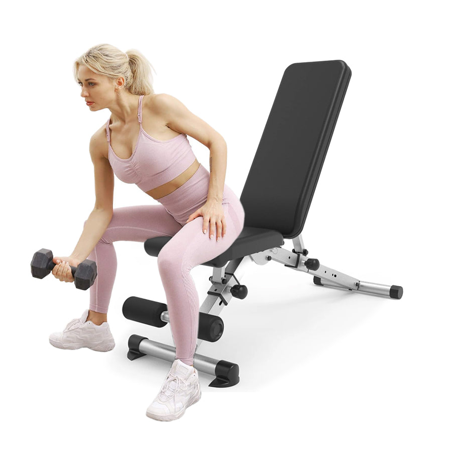 Commercial Adjustable Weight Bench – 6 Backrest Angles, 3-Seat Positions, 500kg Capacity with Dip Station & Rack