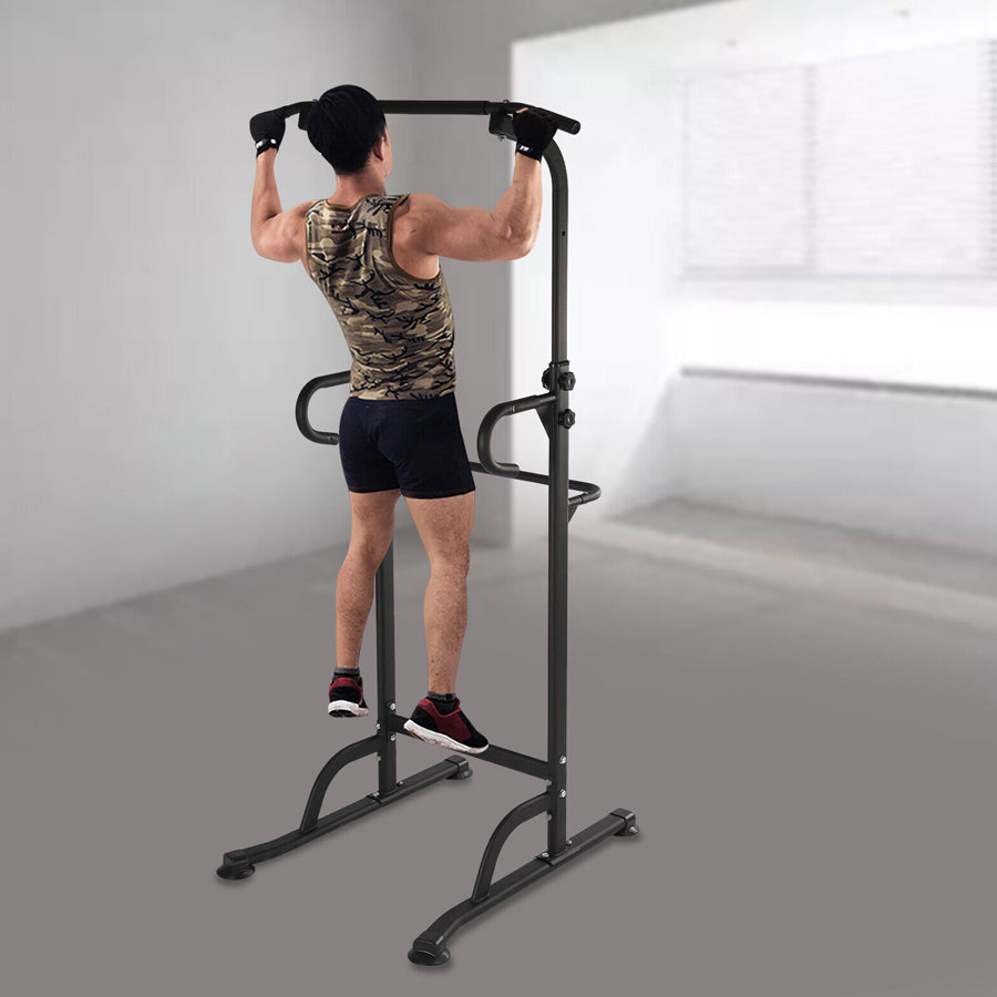 Pull-Up & Dip Station Power Tower – Adjustable Height Multi-Function Workout Stand with Heavy-Duty Steel Frame for Full Body Strength Training at Home Gym
