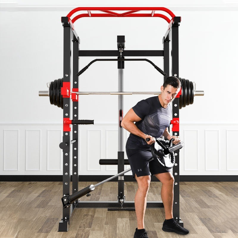 Premium Power Multi Cage with Cable Pulley System - Heavy-Duty Steel Strength Training Rack - Complete Home Gym Station with Pull-Up Bar & Adjustable Barbell Holders - Professional Weight Lifting