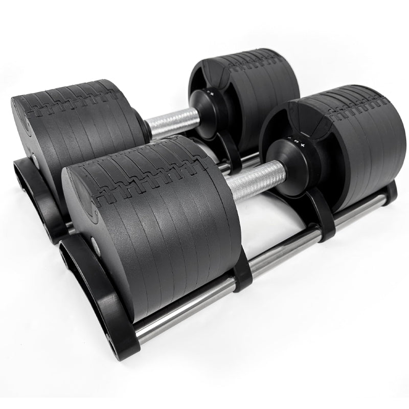 Professional Round Adjustable Dumbbells - Quick Dial System 24kg-45kg - Anti-Slip Handle Design - Space-Saving Fitness Equipment for Home Gym - ROBURFLEX Training Weights Single or Pair