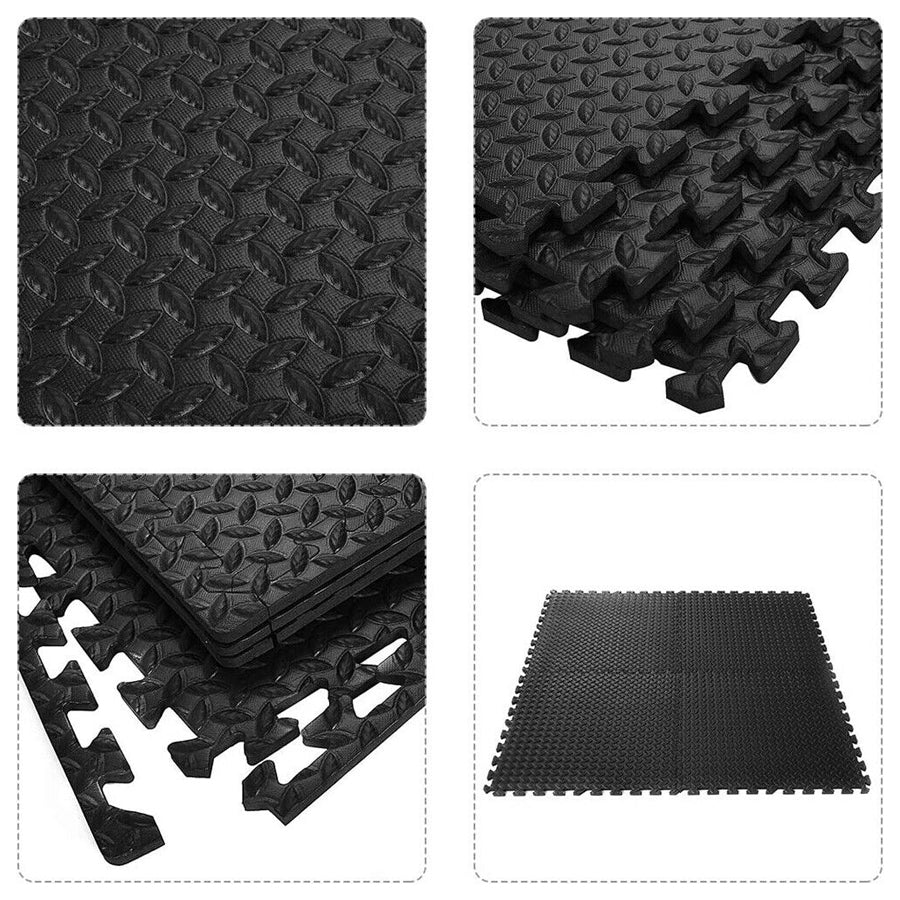 Interlocking EVA Foam Puzzle Exercise Mats - Premium 10mm Thick Anti-Slip Rubber Top Workout Tiles - Customizable Protective Gym Flooring for Home Fitness - Noise Reducing Shock Absorbing Training
