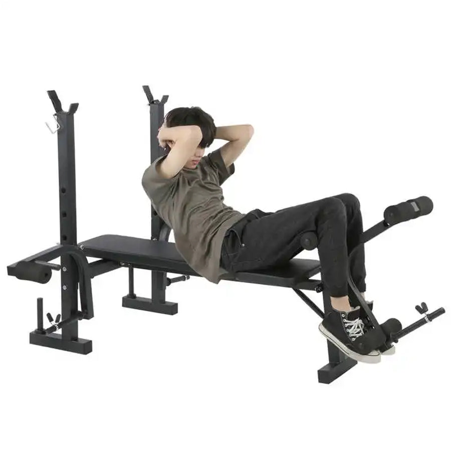 Multi-Purpose Adjustable Weight Bench with Barbell Rack, Leg Curl, Preacher Pad & Butterfly Arms – Full Body Training Station for Strength Workouts at Home