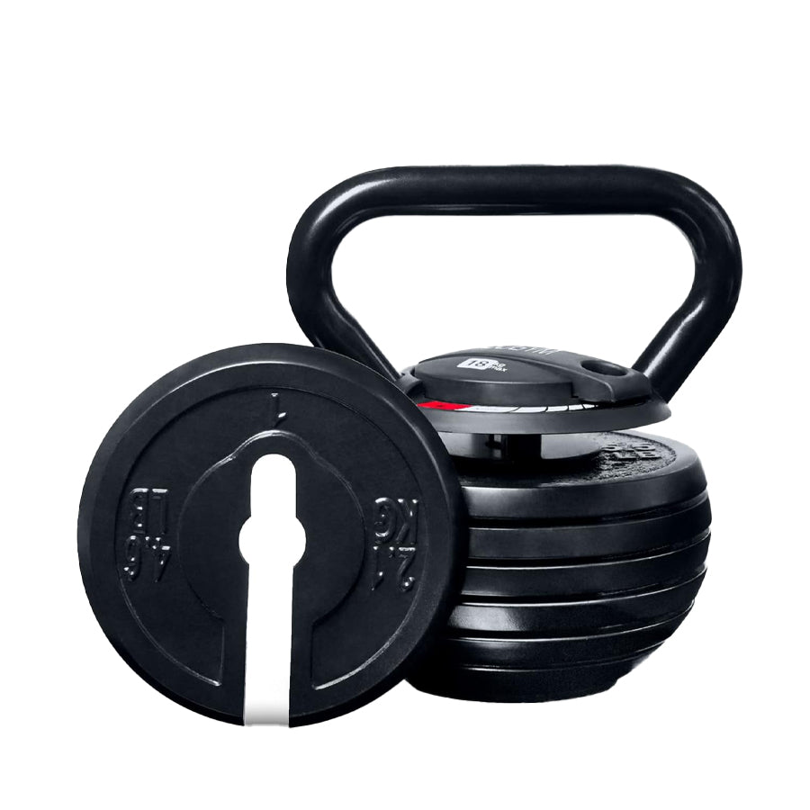 7-in-1 Adjustable Kettlebell Weight Set to 18kg - Quick Change Locking System - Cast Iron Construction - Space-Saving Home Gym Equipment - Progressive Resistance Training Tool for All Fitness Levels