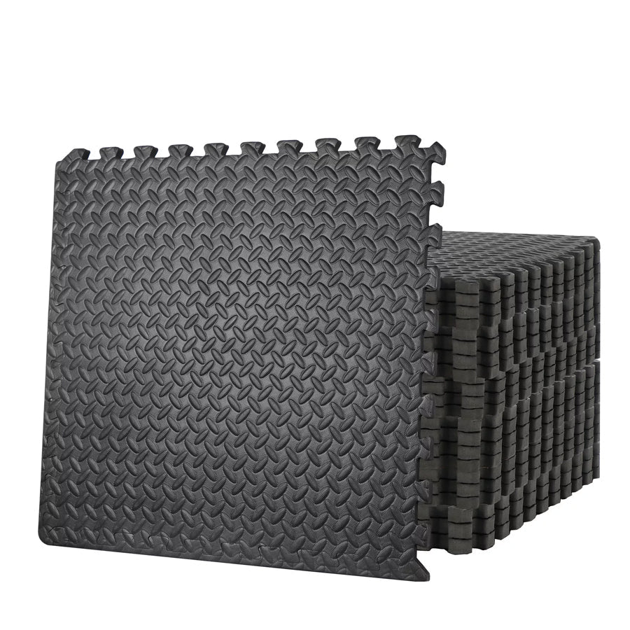 Interlocking EVA Foam Puzzle Exercise Mats - Premium 10mm Thick Anti-Slip Rubber Top Workout Tiles - Customizable Protective Gym Flooring for Home Fitness - Noise Reducing Shock Absorbing Training