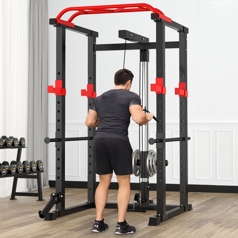 Premium Power Multi Cage with Cable Pulley System - Heavy-Duty Steel Strength Training Rack - Complete Home Gym Station with Pull-Up Bar & Adjustable Barbell Holders - Professional Weight Lifting