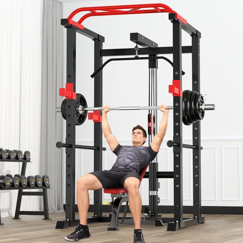 Premium Power Multi Cage with Cable Pulley System - Heavy-Duty Steel Strength Training Rack - Complete Home Gym Station with Pull-Up Bar & Adjustable Barbell Holders - Professional Weight Lifting
