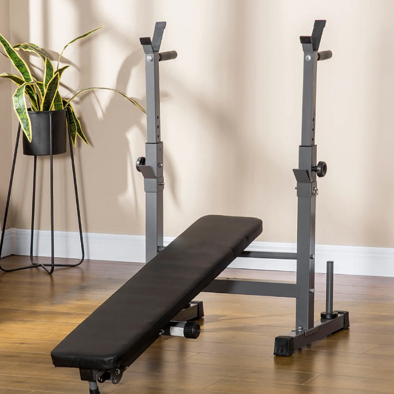 Adjustable Weight Bench with Dip Bars & Barbell Rack – Heavy-Duty Folding Home Gym Bench for Flat/Incline Press & Bodyweight Dips – 200kg Capacity