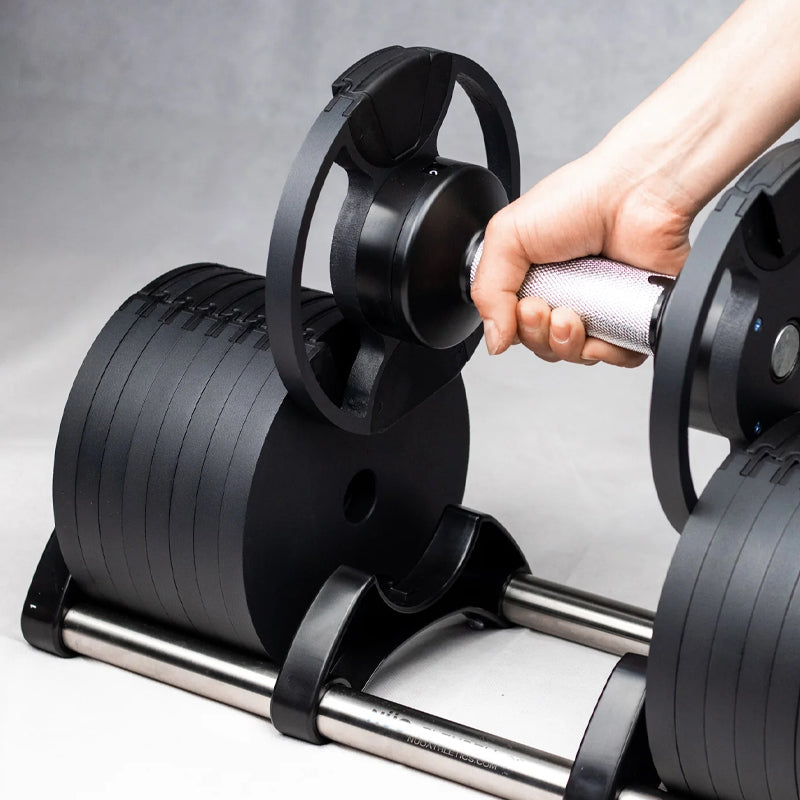 Professional Round Adjustable Dumbbells - Quick Dial System 24kg-45kg - Anti-Slip Handle Design - Space-Saving Fitness Equipment for Home Gym - ROBURFLEX Training Weights Single or Pair