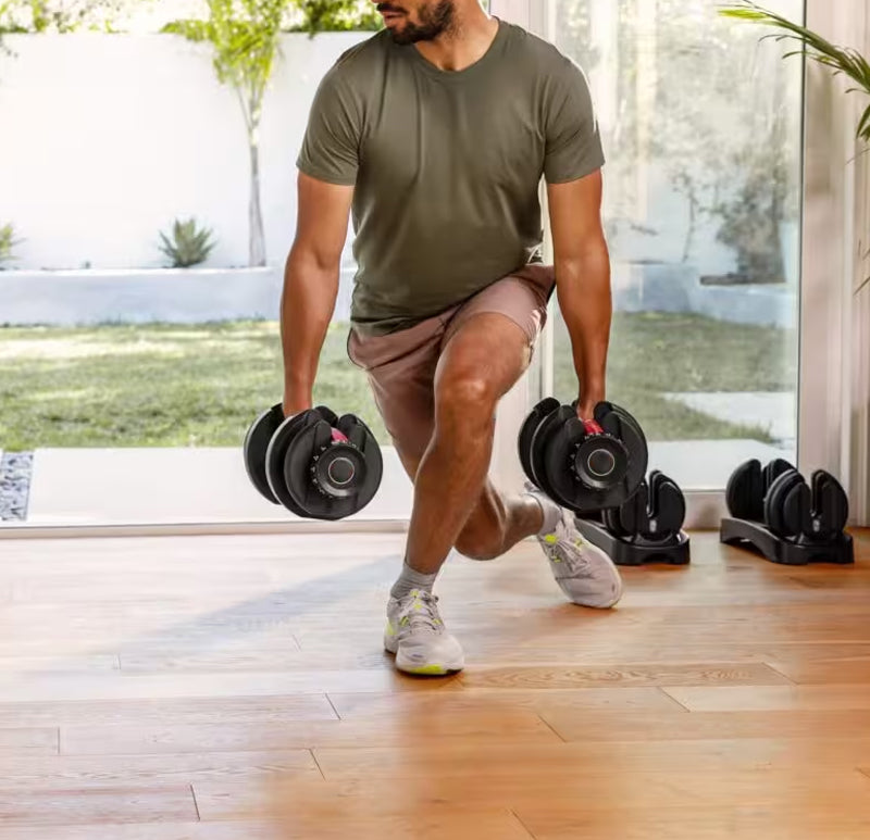 40kg Adjustable Dumbbell 17-in-1 with Quick Dial System - Home Gym Weights for Progressive Training - Non-Slip Handle Design - Space-Saving Fitness Equipment - Multiple Weight Settings