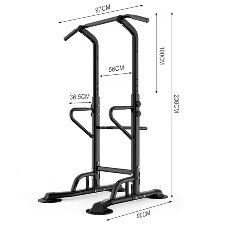 Pull-Up & Dip Station Power Tower – Adjustable Height Multi-Function Workout Stand with Heavy-Duty Steel Frame for Full Body Strength Training at Home Gym