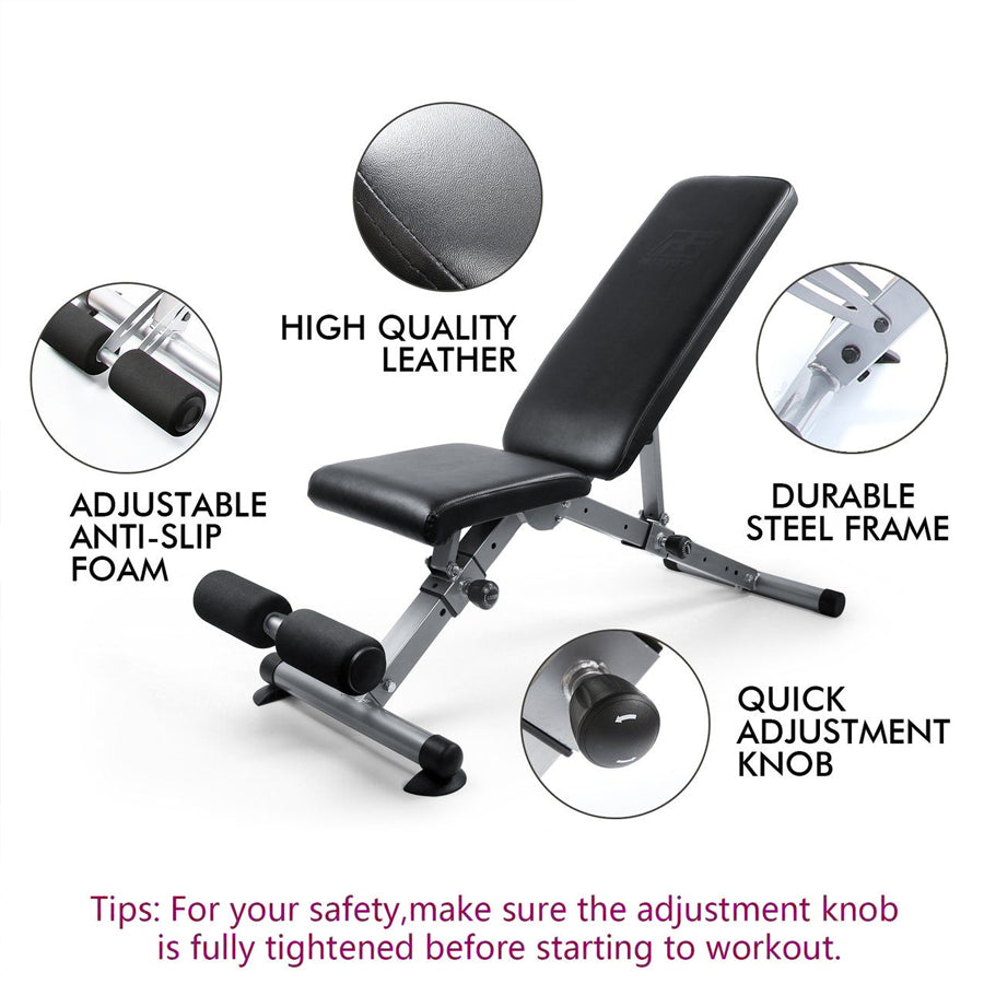 Commercial Adjustable Weight Bench – 6 Backrest Angles, 3-Seat Positions, 500kg Capacity with Dip Station & Rack
