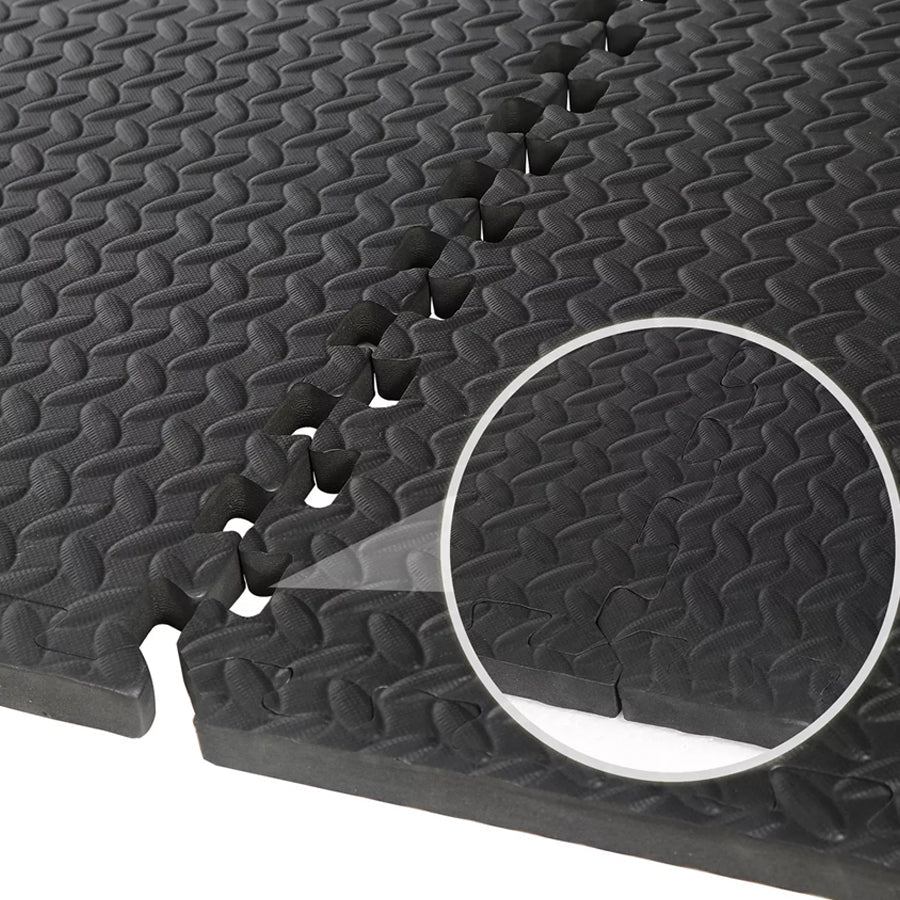 Interlocking EVA Foam Puzzle Exercise Mats - Premium 10mm Thick Anti-Slip Rubber Top Workout Tiles - Customizable Protective Gym Flooring for Home Fitness - Noise Reducing Shock Absorbing Training