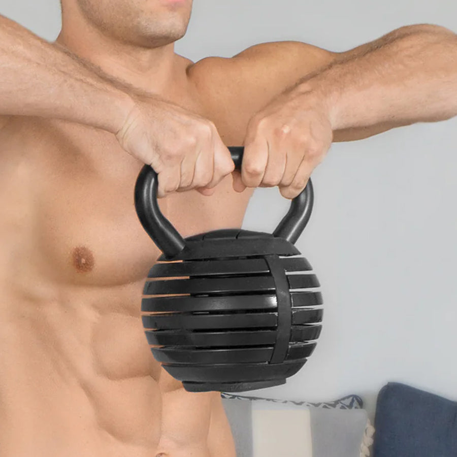 7-in-1 Adjustable Kettlebell Weight Set to 18kg - Quick Change Locking System - Cast Iron Construction - Space-Saving Home Gym Equipment - Progressive Resistance Training Tool for All Fitness Levels