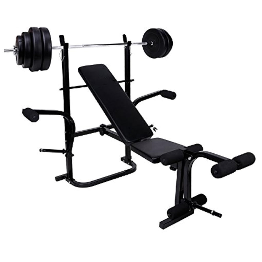 Multi-Purpose Adjustable Weight Bench with Barbell Rack, Leg Curl, Preacher Pad & Butterfly Arms – Full Body Training Station for Strength Workouts at Home