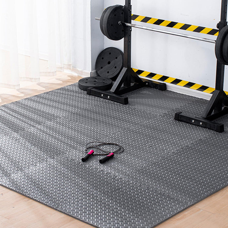 Interlocking EVA Foam Puzzle Exercise Mats - Premium 10mm Thick Anti-Slip Rubber Top Workout Tiles - Customizable Protective Gym Flooring for Home Fitness - Noise Reducing Shock Absorbing Training