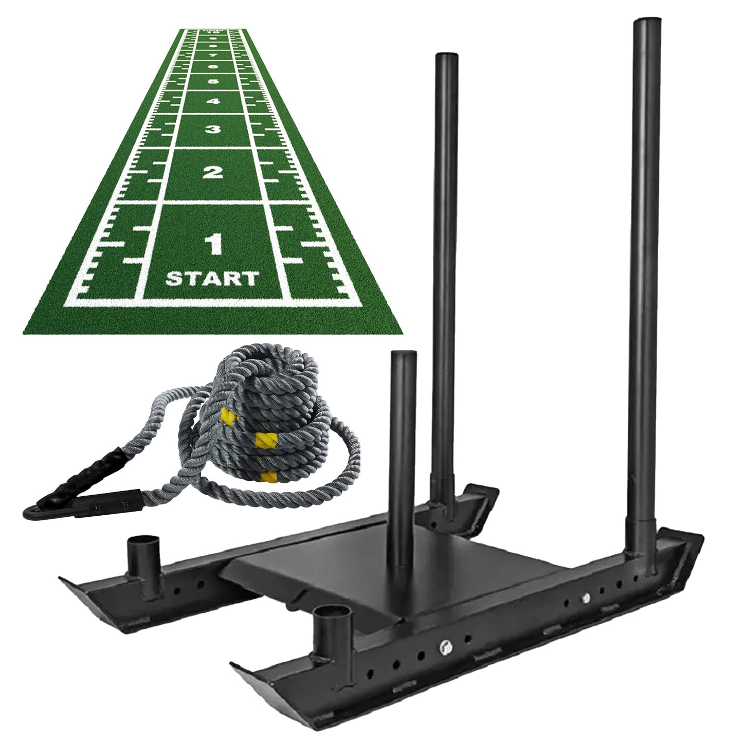 Heavy Duty Push & Pull Sled – Commercial Steel Power Sled for Strength, Speed & Agility Training, Optional Handles, Rope & Sled Mats | Compact Conditioning Equipment for Home Gym & Sports Training