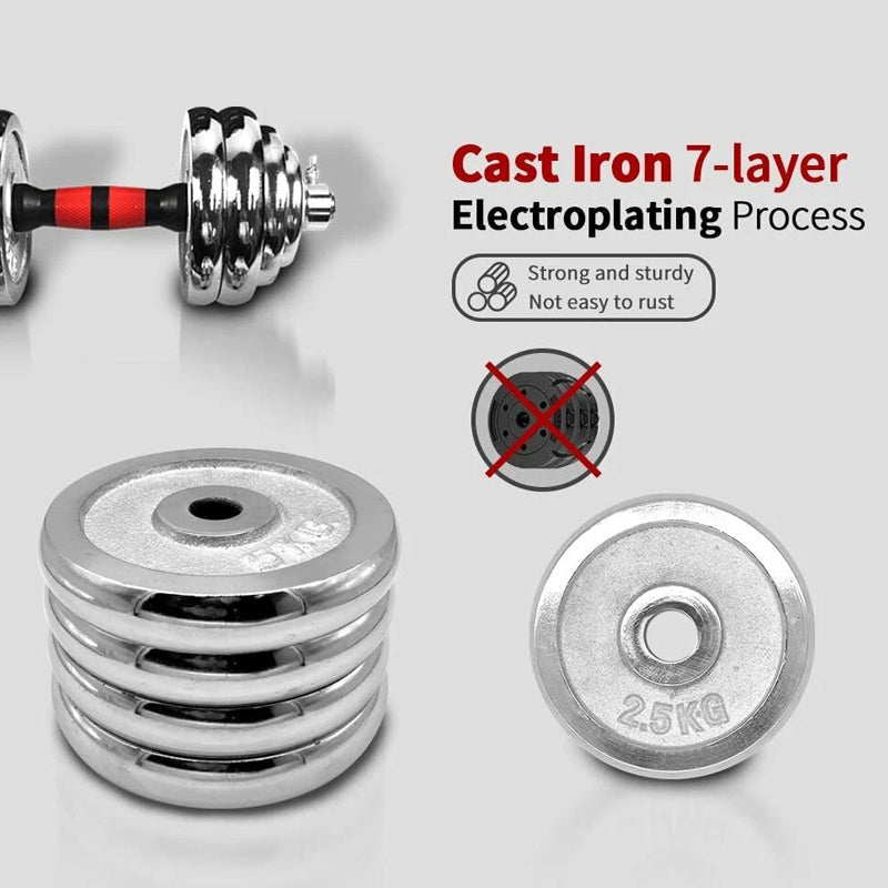 20kg Adjustable Dumbbell Barbell Set - Versatile 2-in-1 Cast Iron Weights with Anti-Slip Metal Handle - Convert from Dumbbells to Barbell - Complete Home Workout System with & Plates