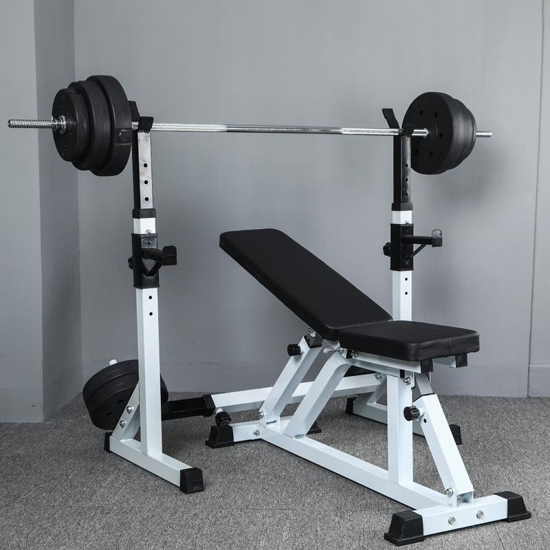 Heavy-Duty Adjustable Squat and Bench Press Rack - Professional Strength Training Station with 400kg Capacity - Multi-Function Home Gym Equipment for Squats, Bench Press and Dips - Adjustable Height