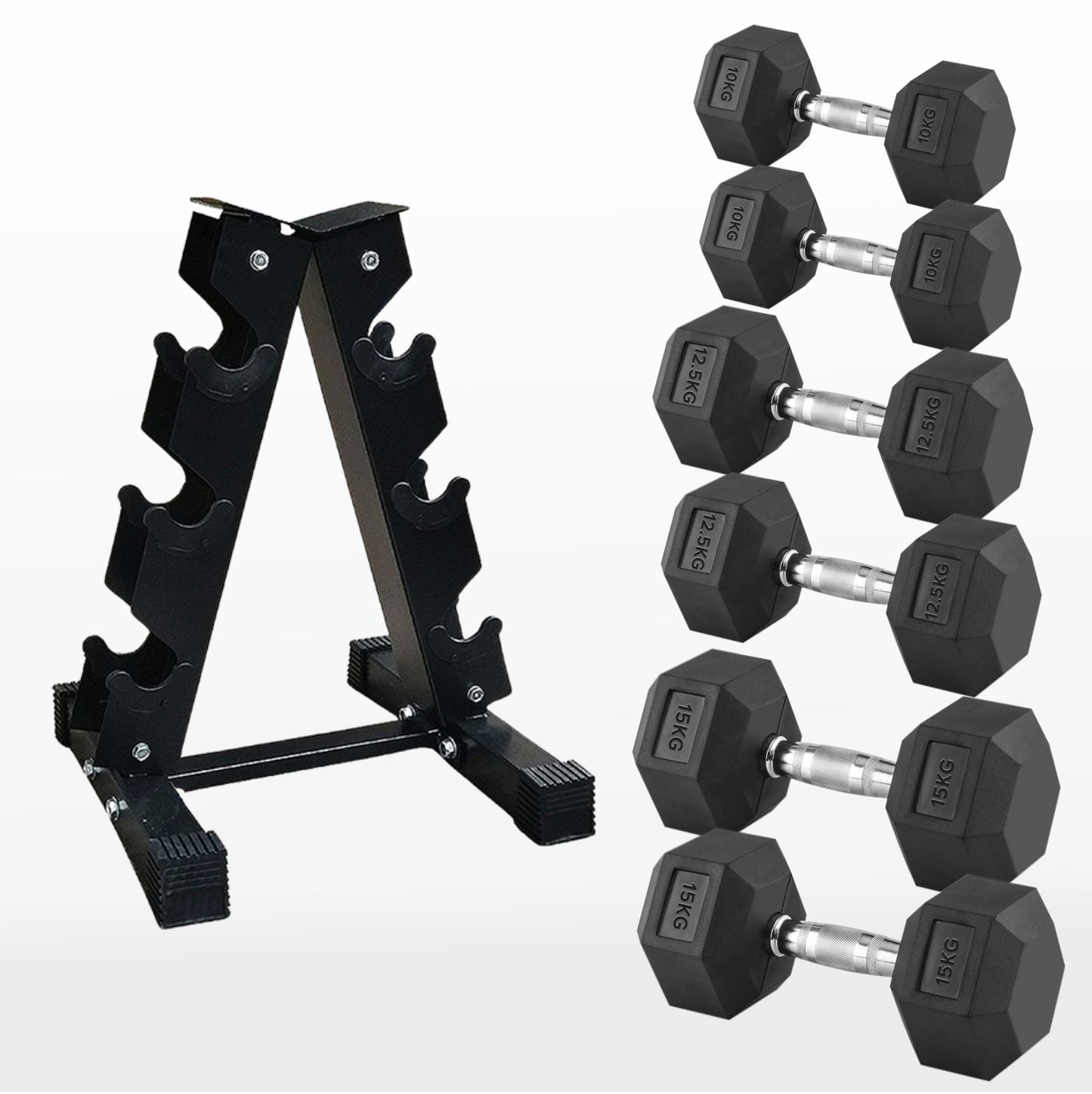 Premium Hex Dumbbells – Rubber Coated Cast Iron Dumbbell Weights with Anti-Roll Hex Design | Single or Pair Options | Strength Training Hand Weights for Men & Women | Home Gym & Commercial Use
