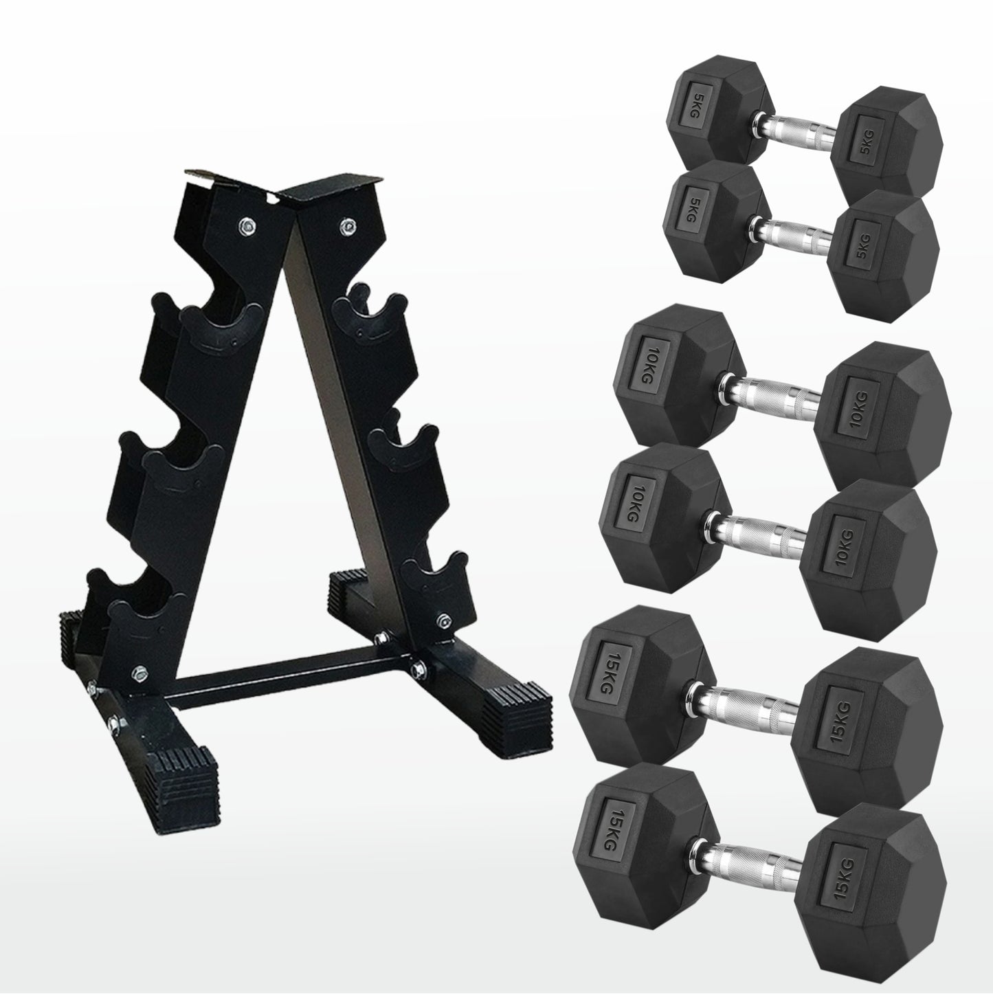 Premium Hex Dumbbells – Rubber Coated Cast Iron Dumbbell Weights with Anti-Roll Hex Design | Single or Pair Options | Strength Training Hand Weights for Men & Women | Home Gym & Commercial Use