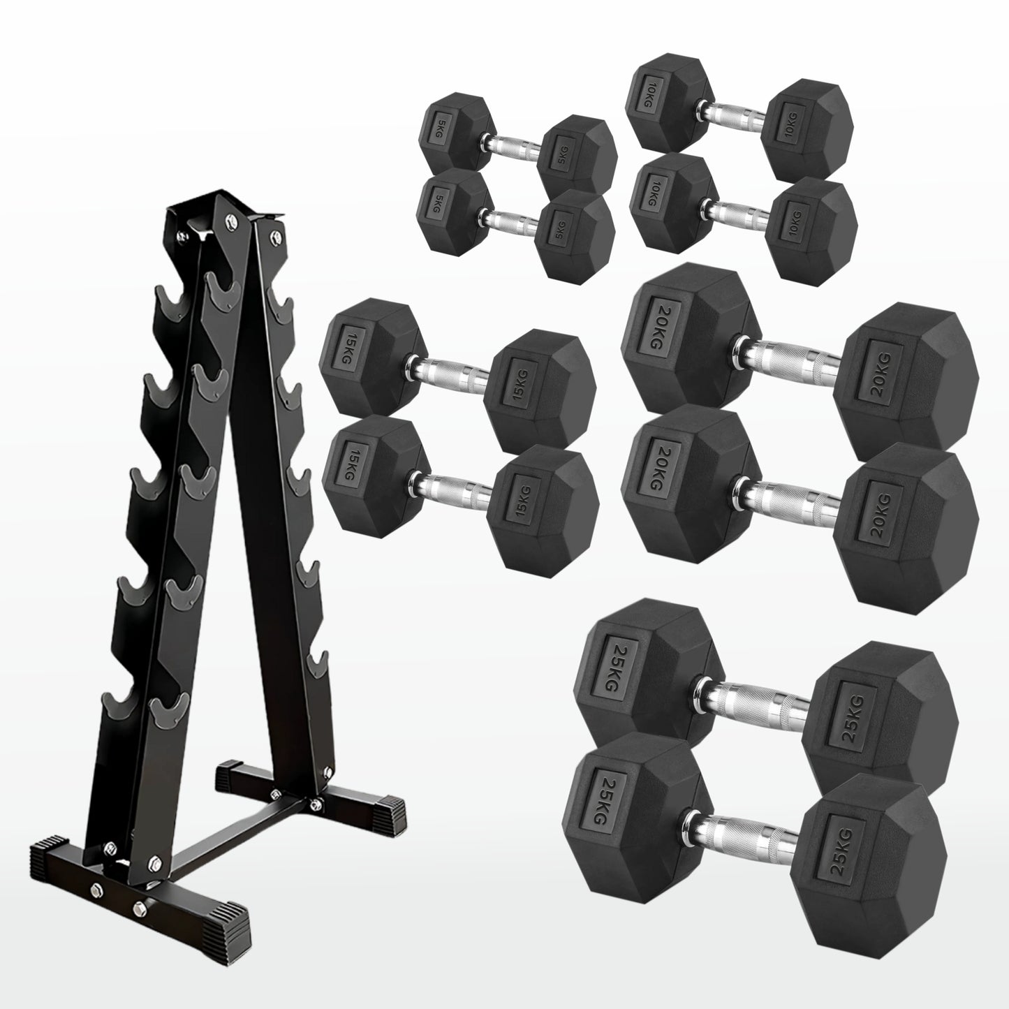 Premium Hex Dumbbells – Rubber Coated Cast Iron Dumbbell Weights with Anti-Roll Hex Design | Single or Pair Options | Strength Training Hand Weights for Men & Women | Home Gym & Commercial Use