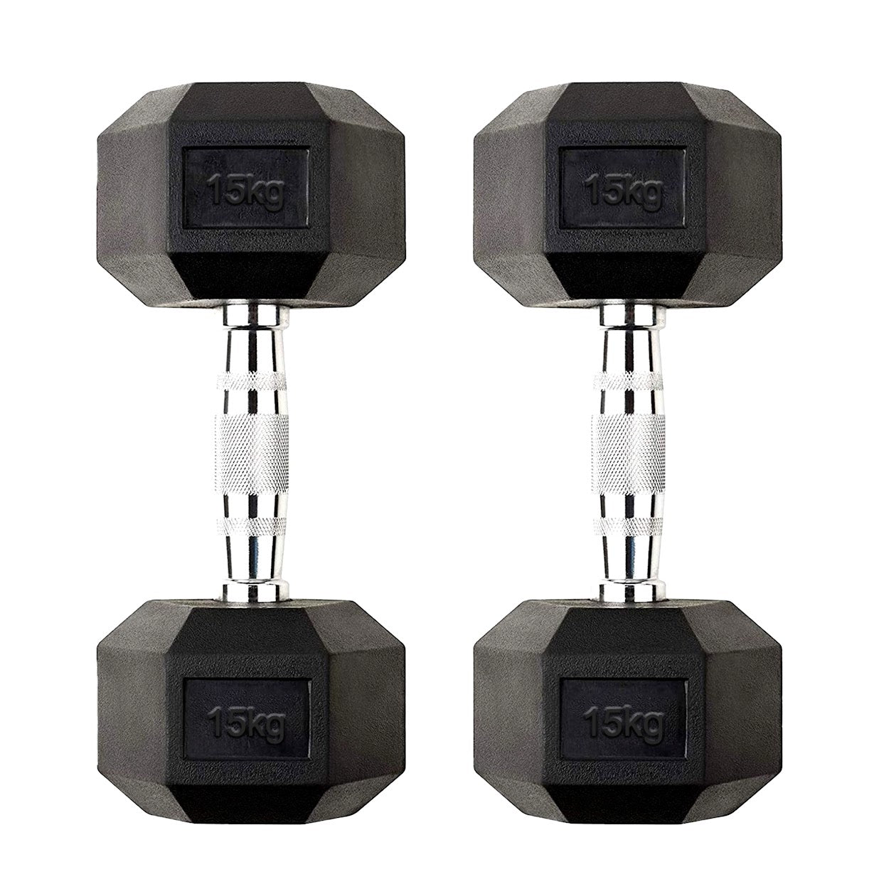 Premium Hex Dumbbells – Rubber Coated Cast Iron Dumbbell Weights with Anti-Roll Hex Design | Single or Pair Options | Strength Training Hand Weights for Men & Women | Home Gym & Commercial Use