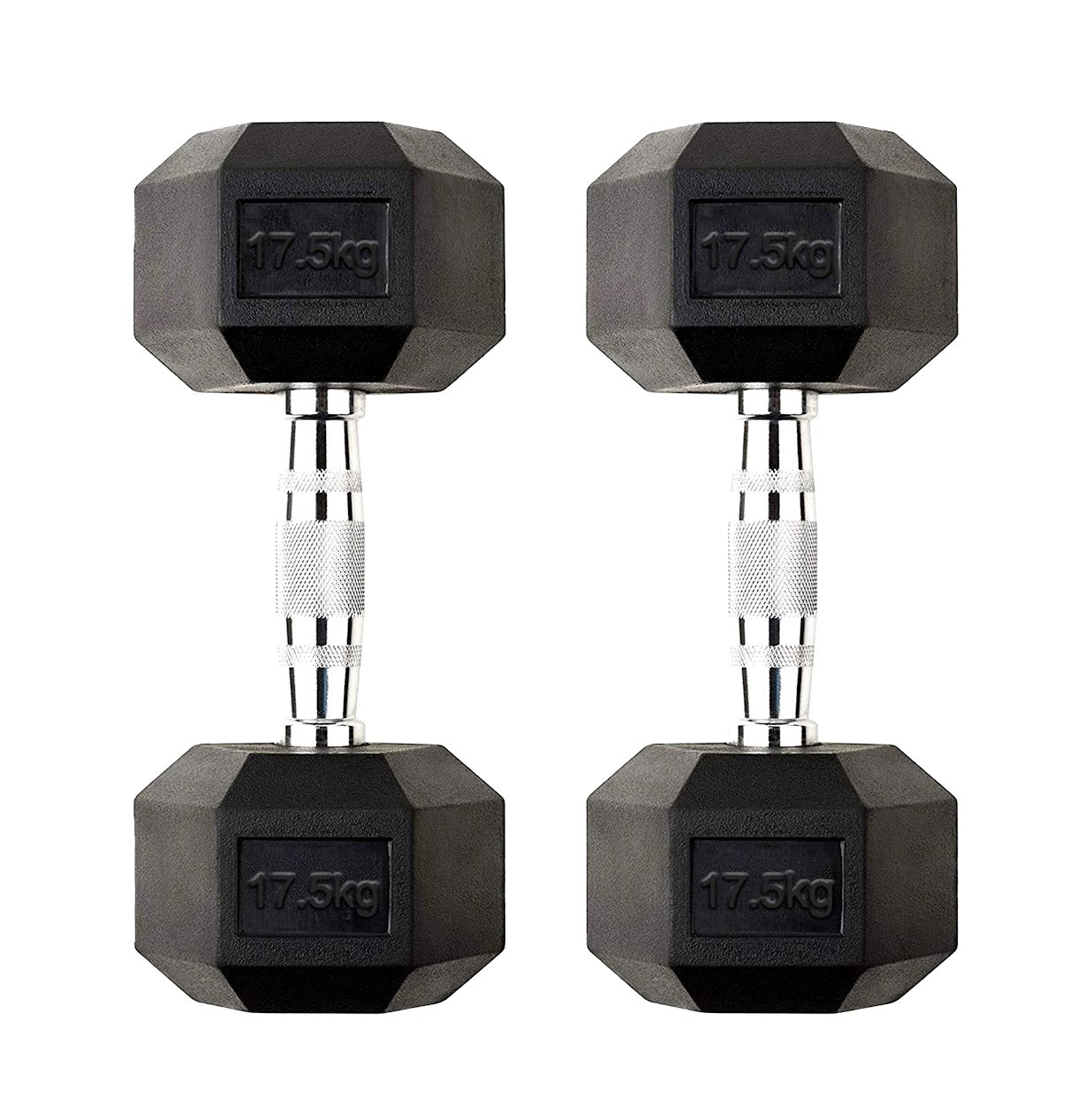 Premium Hex Dumbbells – Rubber Coated Cast Iron Dumbbell Weights with Anti-Roll Hex Design | Single or Pair Options | Strength Training Hand Weights for Men & Women | Home Gym & Commercial Use