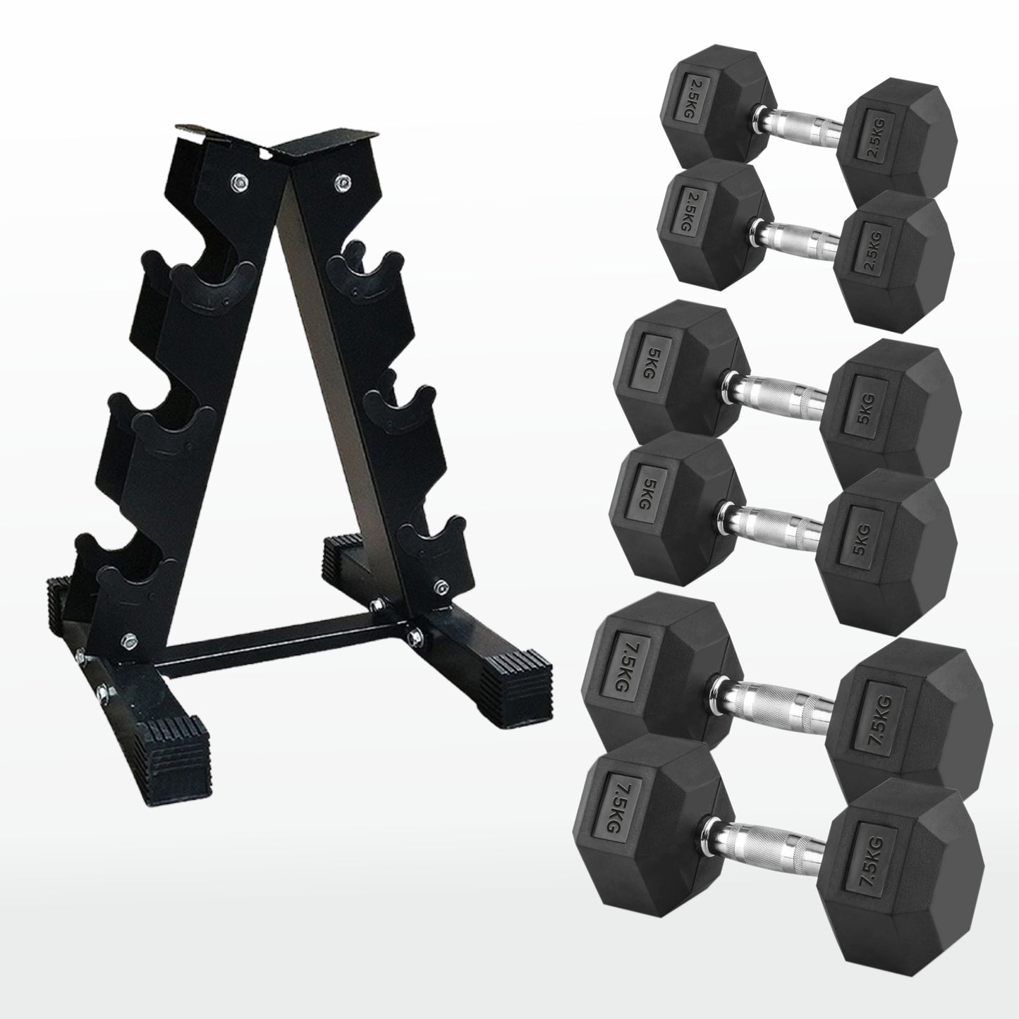 Premium Hex Dumbbells – Rubber Coated Cast Iron Dumbbell Weights with Anti-Roll Hex Design | Single or Pair Options | Strength Training Hand Weights for Men & Women | Home Gym & Commercial Use