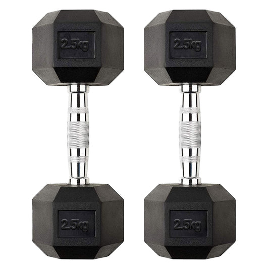 Premium Hex Dumbbells – Rubber Coated Cast Iron Dumbbell Weights with Anti-Roll Hex Design | Pair Options | Strength Training Hand Weights for Men & Women | Home Gym & Commercial Use
