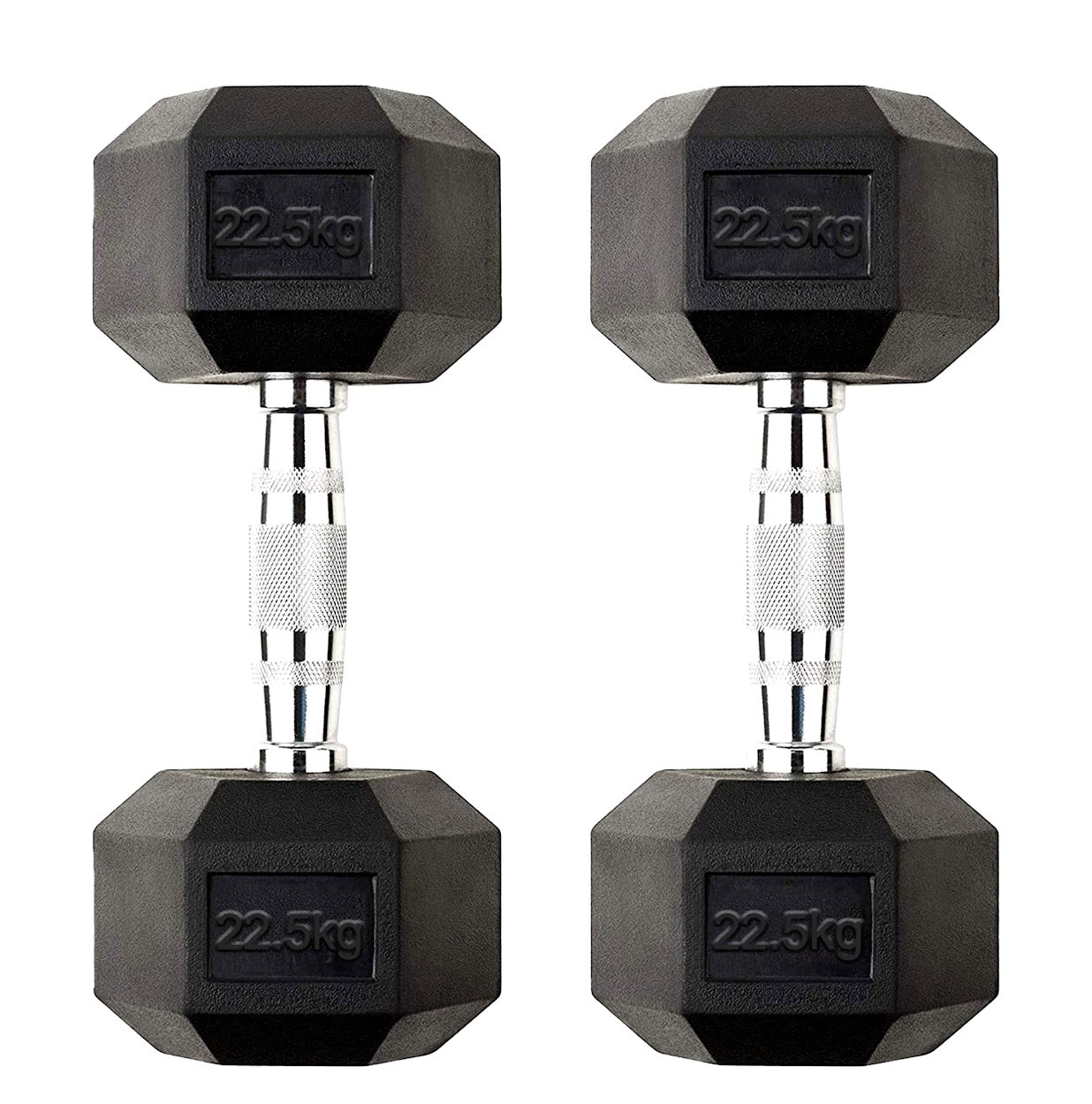 Premium Hex Dumbbells – Rubber Coated Cast Iron Dumbbell Weights with Anti-Roll Hex Design | Single or Pair Options | Strength Training Hand Weights for Men & Women | Home Gym & Commercial Use