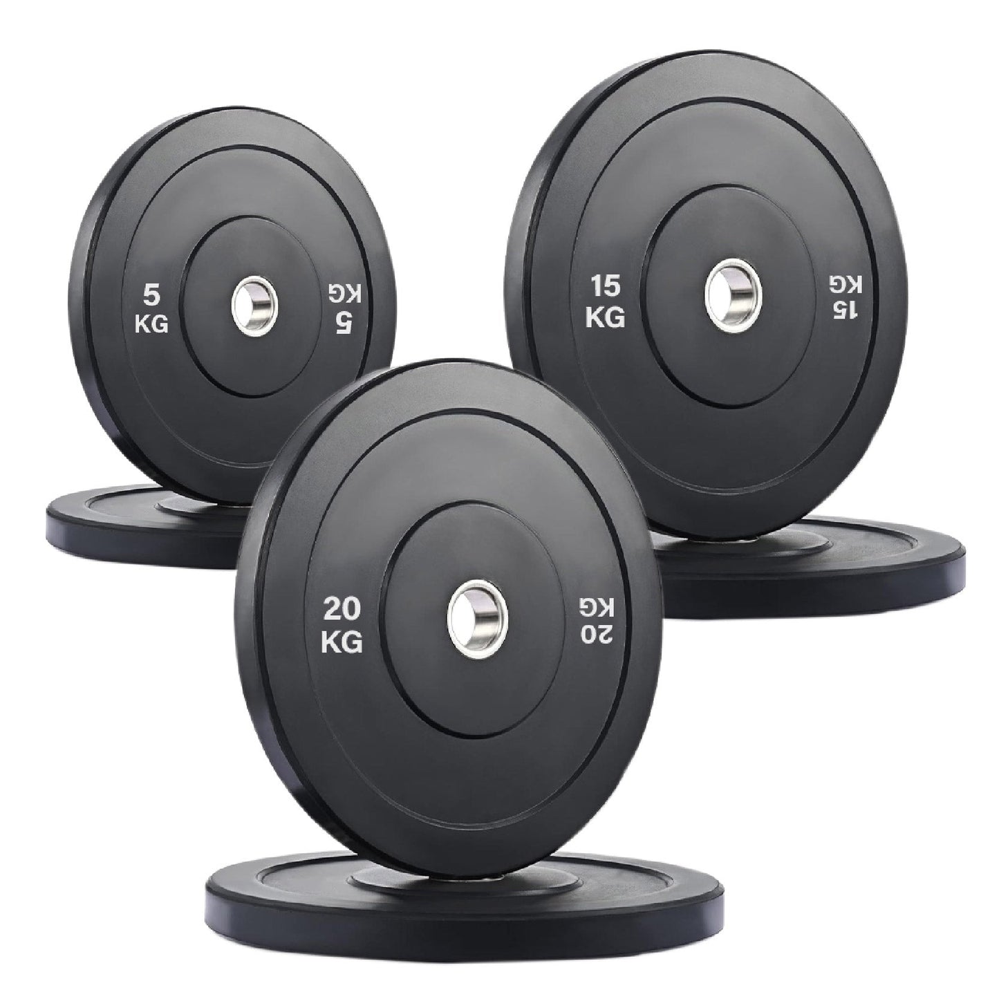 Professional Olympic Bumper Plates - High-Grade Rubber Coated Weight Discs with 2-Inch Stainless Steel Insert - Color-Coded Plate Sets for Weightlifting, Powerlifting, CrossFit Training