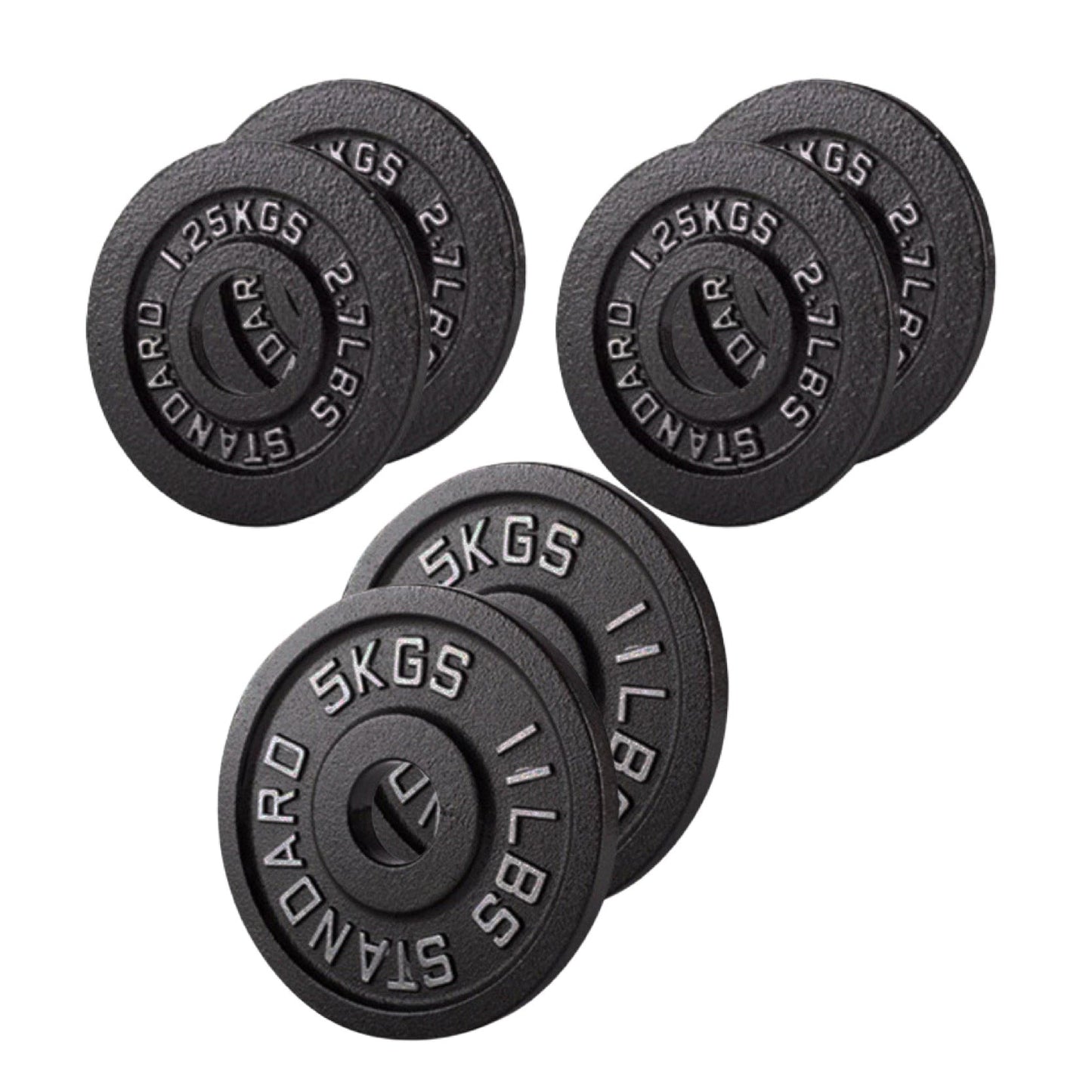 Professional Cast Iron Weight Plates - Durable Strength Training Discs for Standard Barbells - Premium Fitness Equipment for Home and Commercial Gym Use - Available in Singles, Pairs and Complete Sets