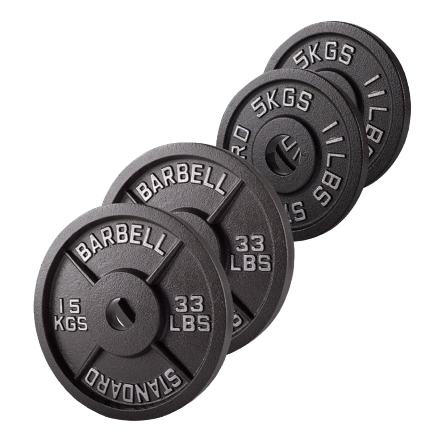 Professional Cast Iron Weight Plates - Durable Strength Training Discs for Standard Barbells - Premium Fitness Equipment for Home and Commercial Gym Use - Available in Singles, Pairs and Complete Sets