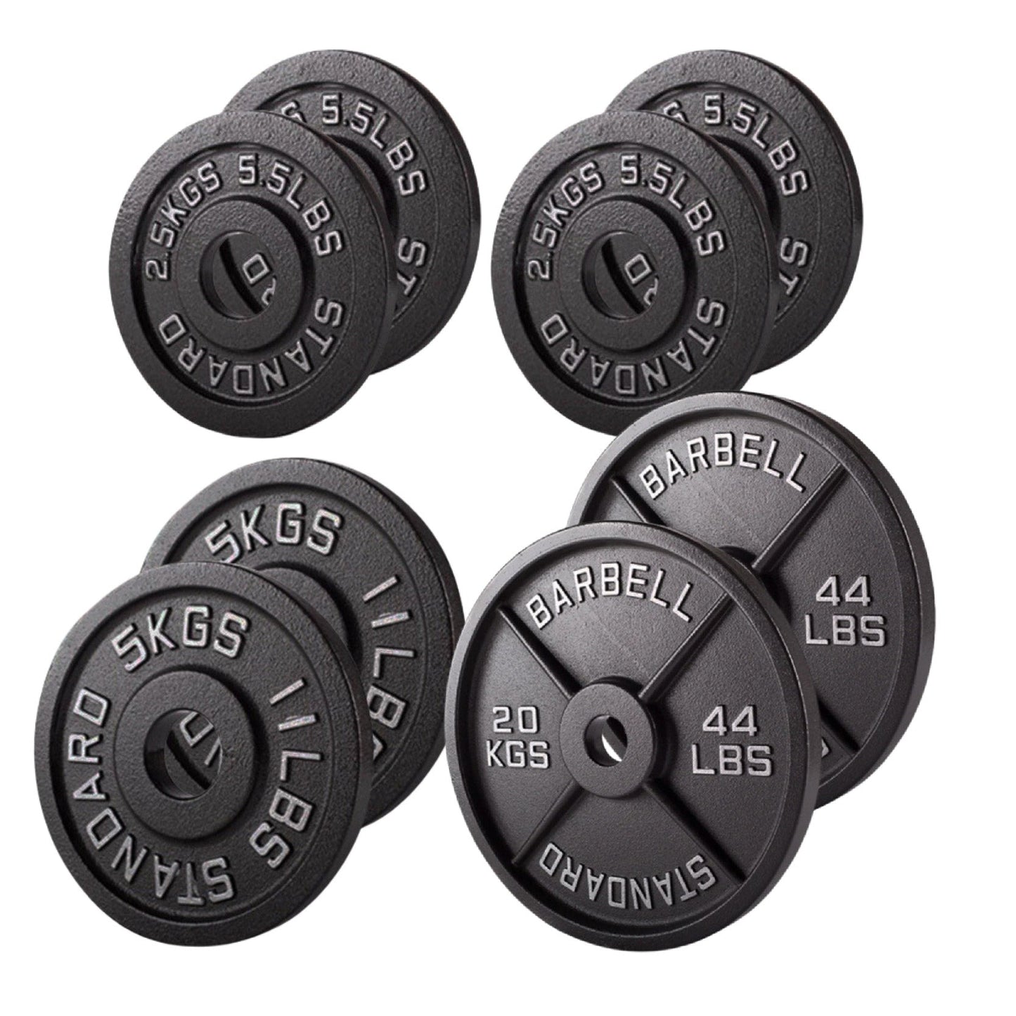 Professional Cast Iron Weight Plates - Durable Strength Training Discs for Standard Barbells - Premium Fitness Equipment for Home and Commercial Gym Use - Available in Singles, Pairs and Complete Sets