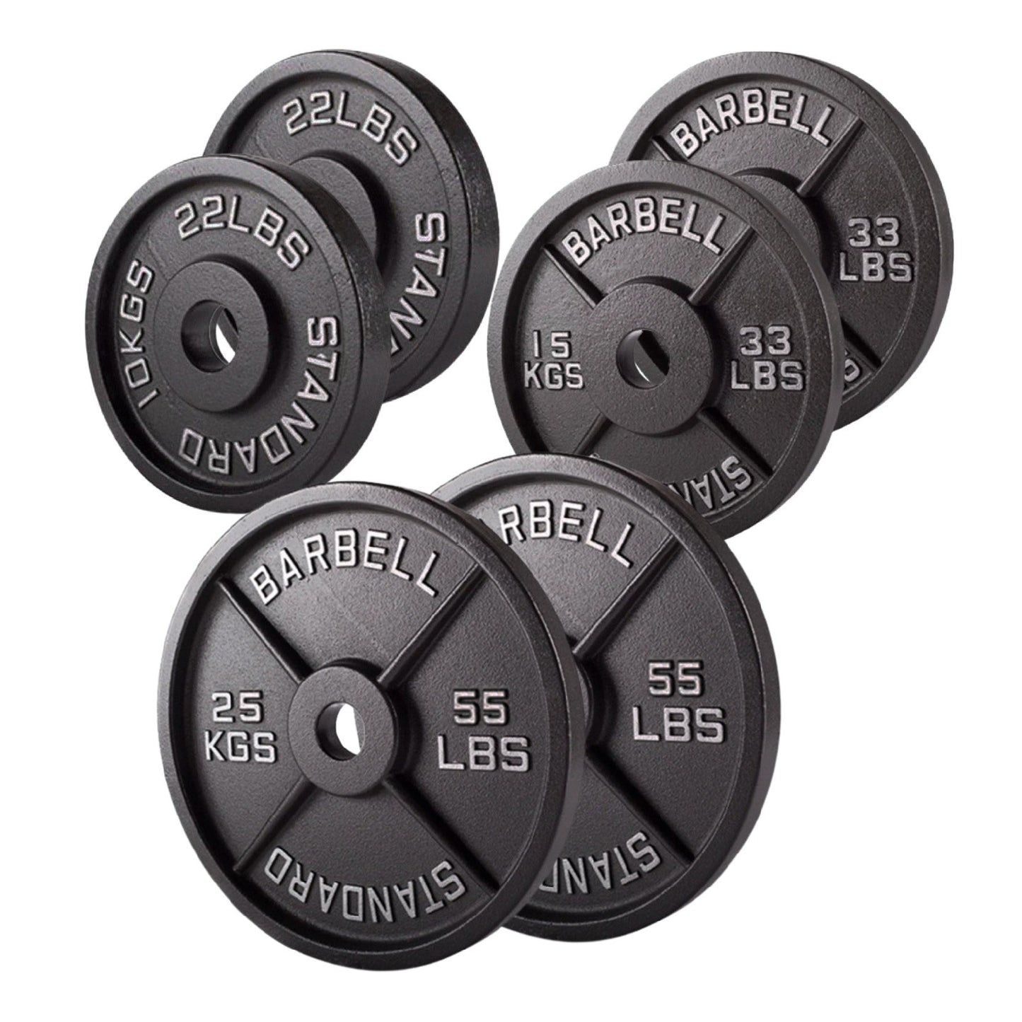 Professional Cast Iron Weight Plates - Durable Strength Training Discs for Standard Barbells - Premium Fitness Equipment for Home and Commercial Gym Use - Available in Singles, Pairs and Complete Sets