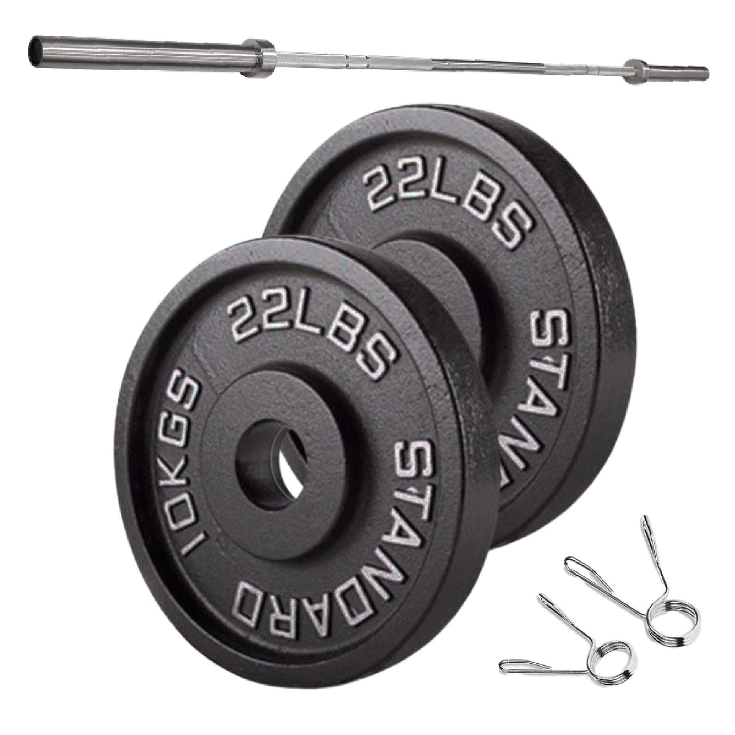 Professional Cast Iron Weight Plates - Durable Strength Training Discs for Standard Barbells - Premium Fitness Equipment for Home and Commercial Gym Use - Available in Singles, Pairs and Complete Sets