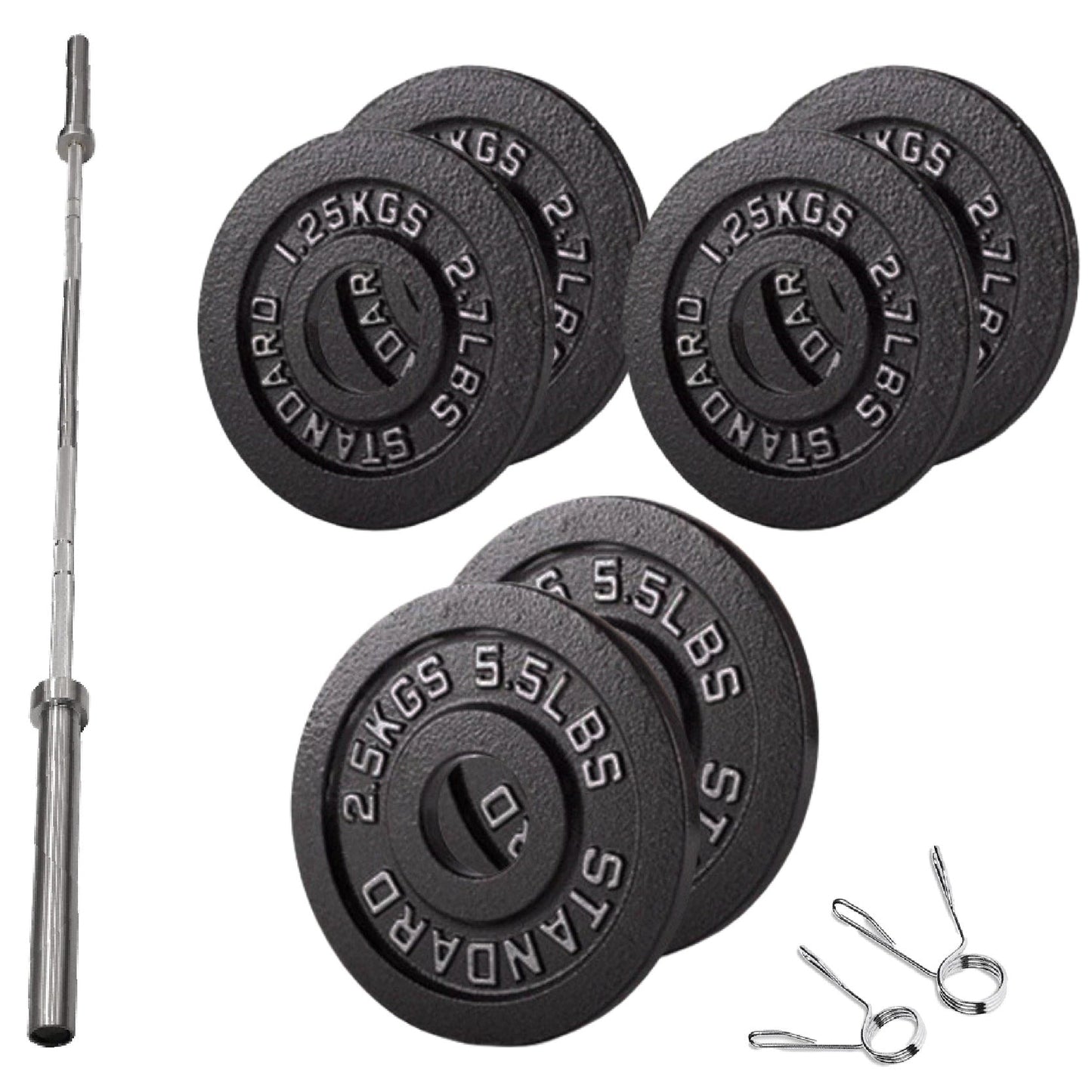 Professional Cast Iron Weight Plates - Durable Strength Training Discs for Standard Barbells - Premium Fitness Equipment for Home and Commercial Gym Use - Available in Singles, Pairs and Complete Sets