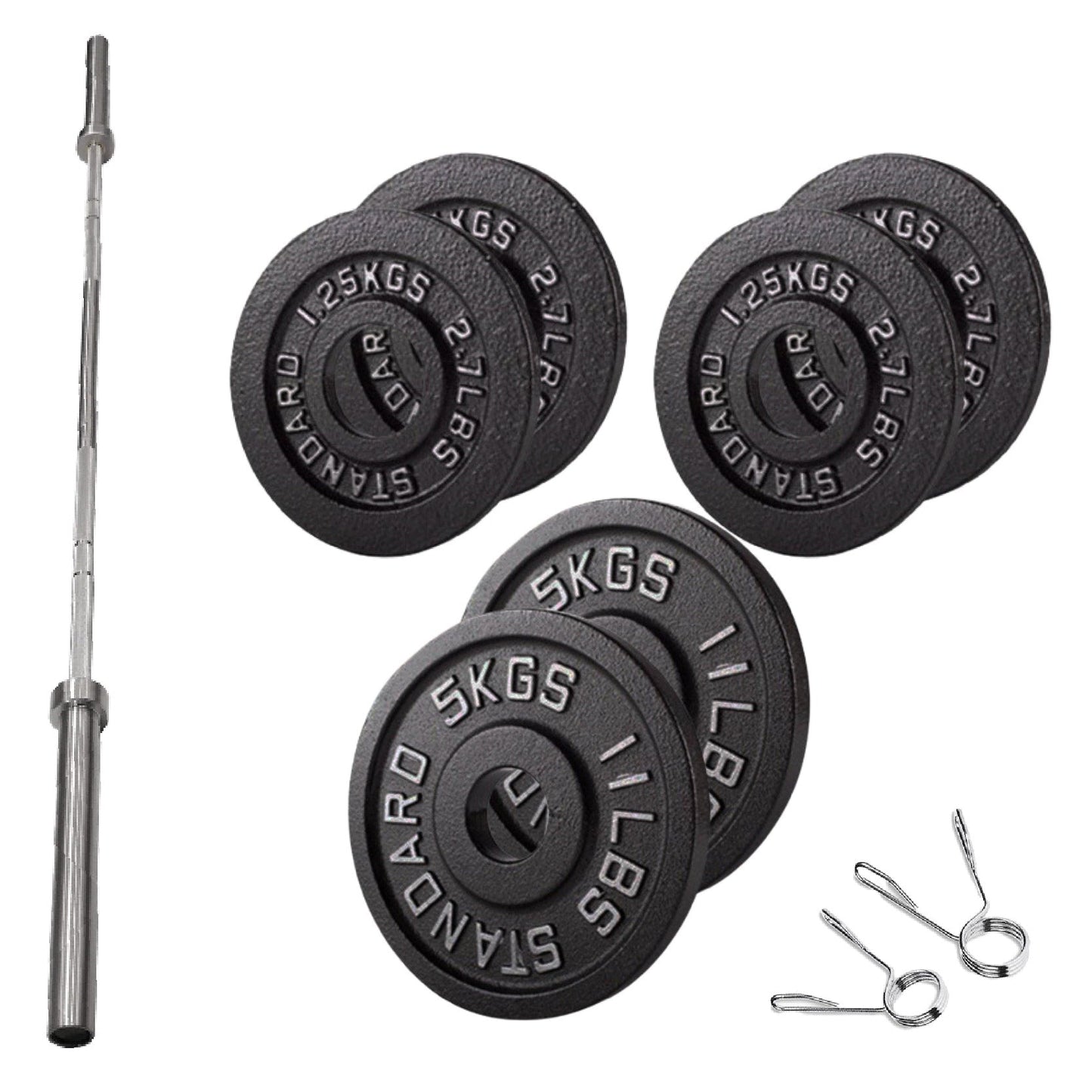 Professional Cast Iron Weight Plates - Durable Strength Training Discs for Standard Barbells - Premium Fitness Equipment for Home and Commercial Gym Use - Available in Singles, Pairs and Complete Sets