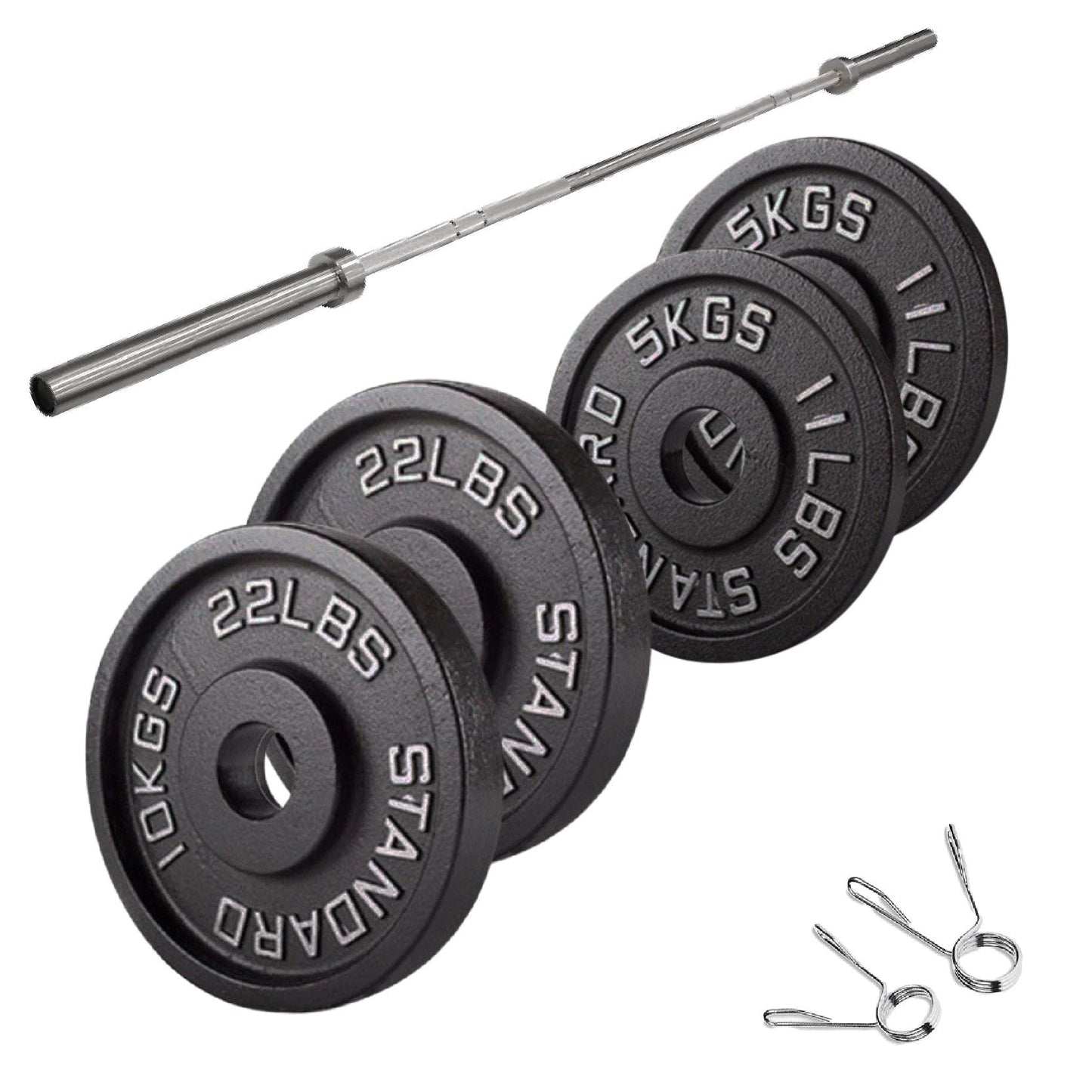 Professional Cast Iron Weight Plates - Durable Strength Training Discs for Standard Barbells - Premium Fitness Equipment for Home and Commercial Gym Use - Available in Singles, Pairs and Complete Sets