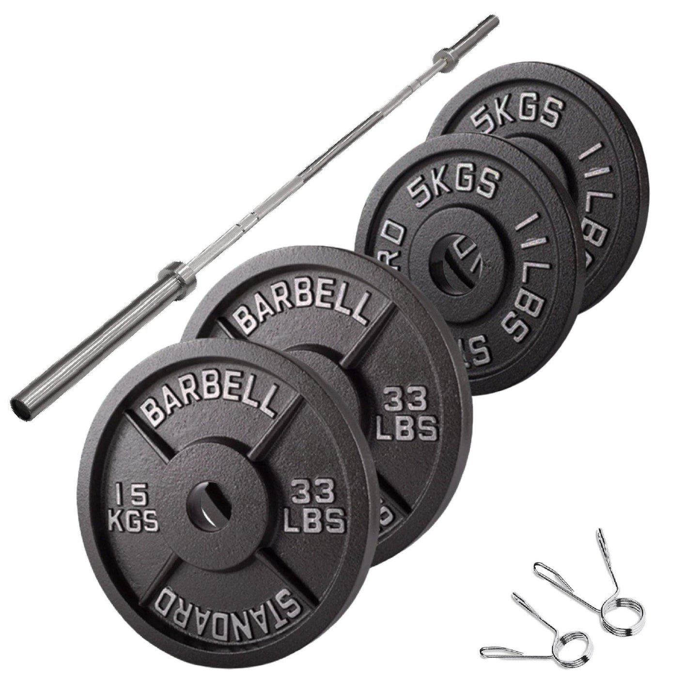 Professional Cast Iron Weight Plates - Durable Strength Training Discs for Standard Barbells - Premium Fitness Equipment for Home and Commercial Gym Use - Available in Singles, Pairs and Complete Sets