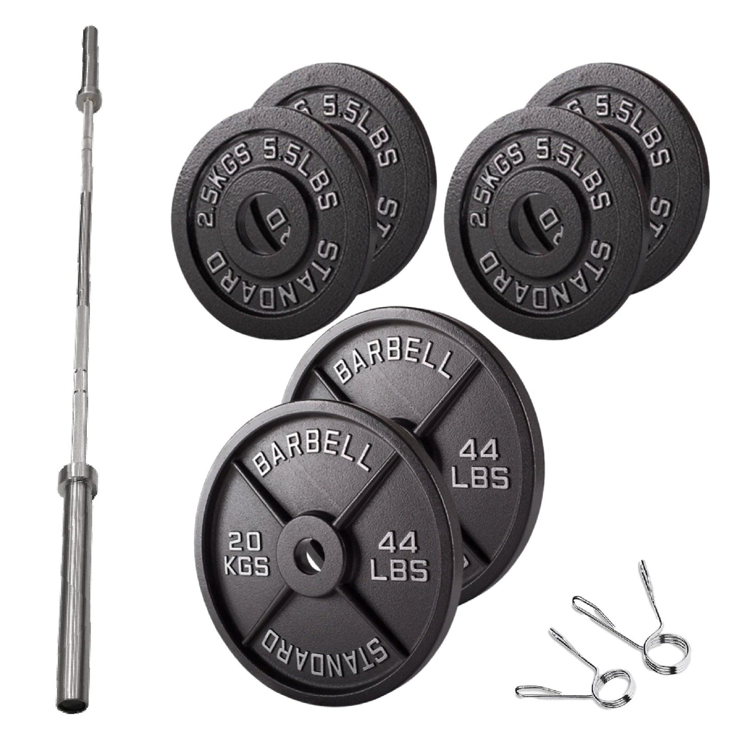 Professional Cast Iron Weight Plates - Durable Strength Training Discs for Standard Barbells - Premium Fitness Equipment for Home and Commercial Gym Use - Available in Singles, Pairs and Complete Sets
