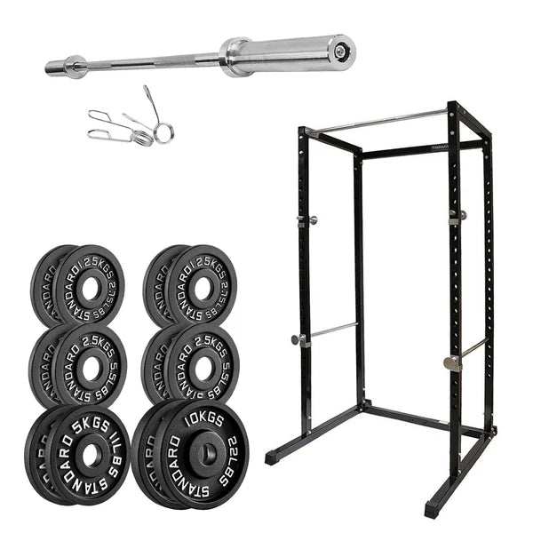 G100 Professional Power Rack Squat Cage with Integrated Pull-Up Bar - Heavy Duty Steel Construction for Home and Commercial Gyms - Adjustable Safety Bars and Multi-Grip Positions for Comprehensive
