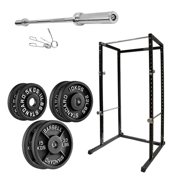 G100 Professional Power Rack Squat Cage with Integrated Pull-Up Bar - Heavy Duty Steel Construction for Home and Commercial Gyms - Adjustable Safety Bars and Multi-Grip Positions for Comprehensive