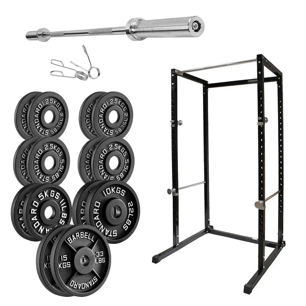 G100 Professional Power Rack Squat Cage with Integrated Pull-Up Bar - Heavy Duty Steel Construction for Home and Commercial Gyms - Adjustable Safety Bars and Multi-Grip Positions for Comprehensive